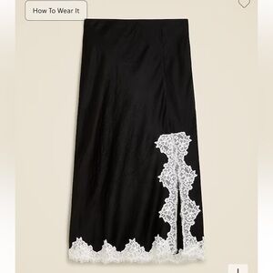 J.Crew Gwyneth lace-trim slip skirt in textured satin